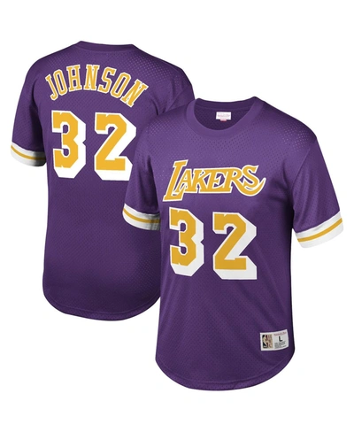 Mitchell & Ness Men's Magic Johnson Purple Los Angeles Lakers Mesh T-shirt