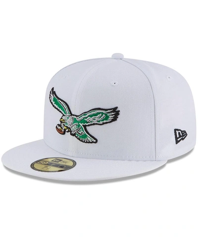 NEW ERA MEN'S WHITE PHILADELPHIA EAGLES THROWBACK LOGO OMAHA 59FIFTY FITTED HAT