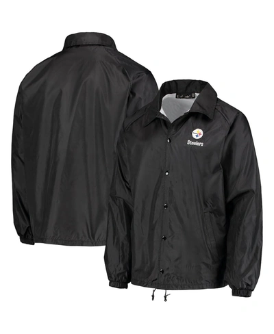 DUNBROOKE MEN'S BLACK PITTSBURGH STEELERS COACHES CLASSIC RAGLAN FULL-SNAP WINDBREAKER JACKET