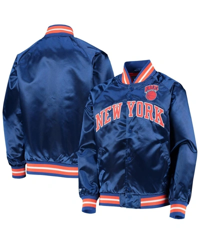 Mitchell & Ness Youth Boys Blue New York Knicks Hardwood Classics Satin Raglan Full-snap Jacket