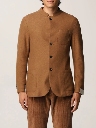 Eleventy Buttoned-up Wool Jacket In Brown