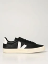 Veja Campo' Black And White Low Top Sneakers In Vegan Leather In Black