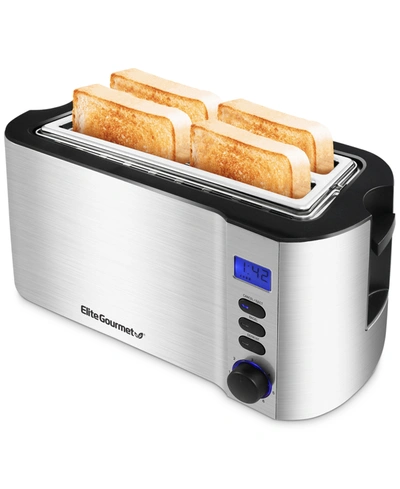 Elite Gourmet 4-slice Long Slot Digital Countdown Toaster, 6 Toast Settings, Slide Out Crumb Tray, Extra Wide 1.5" In Stainless Steel