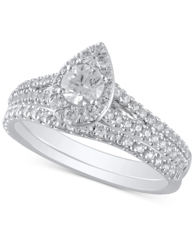 Macy's Diamond Teardrop Halo Bridal Set (1 Ct. T.w.) In 14k White Gold