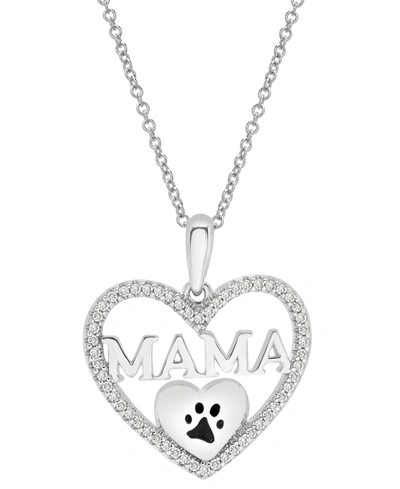 Macy's Diamond Dog Mama Heart Pendant Necklace (1/6 Ct. Tw) In Sterling Silver
