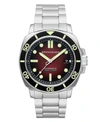 SPINNAKER MEN'S HULL DIVER AUTOMATIC OMBRE RED WITH SILVER-TONE SOLID STAINLESS STEEL BRACELET WATCH 42MM