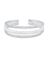Macy's 3 Row Crystals With Imitation Pearl Coil Cuff Bracelet In White