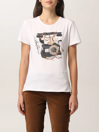 Liu •jo Cotton T-shirt With Prints And Applications In White