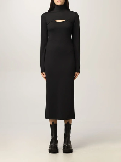 Ambush Cut Out Long Sleeve Midi Dress In Black