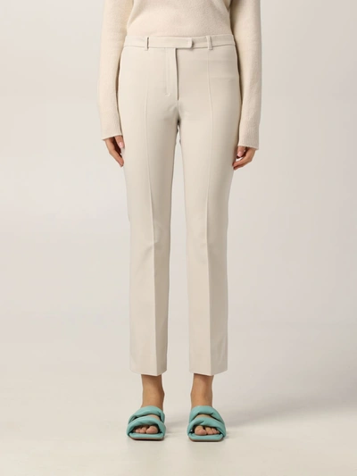 S Max Mara Cropped Pants In Stretch Cotton And Viscose In White