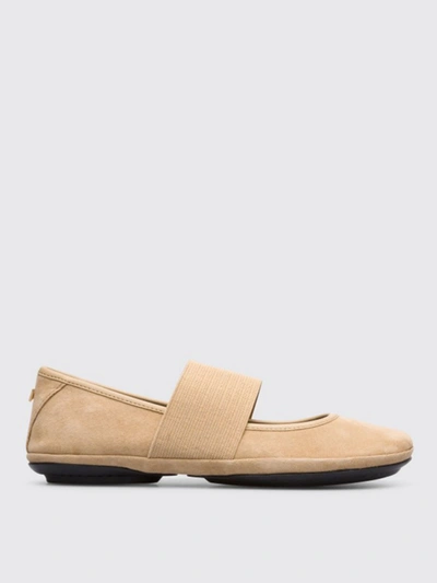 Camper Right  Ballerinas In Nubuck In Beige