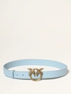 Pinko Love Bird-buckle Leather Belt In Gnawed Blue