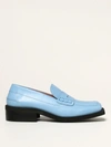 Ganni Easy Bicolor Leather Penny Loafers In Gnawed Blue