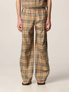 BURBERRY STRETCH COTTON PANTS WITH CHECK PATTERN AND LATERAL BANDS,354241022