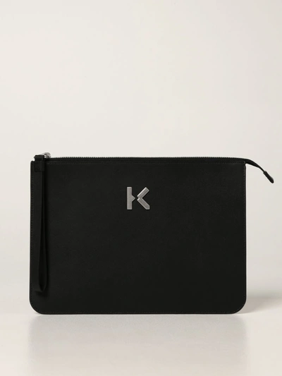 Kenzo K Logo Plaque Clutch Bag In Black