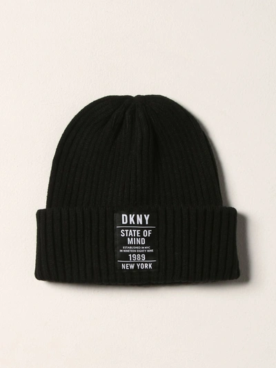 Dkny Beanie Hat With Logo In Black