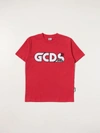 Gcds Kids' Crew Tshirt With Cotton Logo In Red