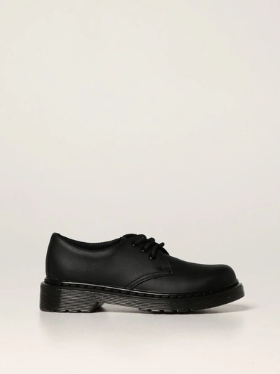 Dr. Martens' Kids' 1461 Mono Three-eyelet Leather Shoes In Black