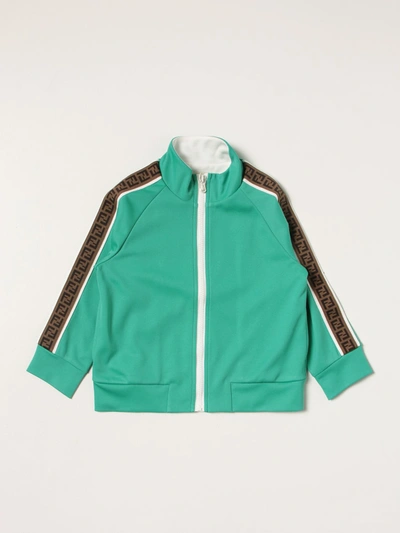 Fendi Kids' Ff Technical Jersey Track Jacket In Green