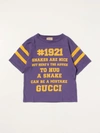 Gucci Purple T-shirt For Kids With Yellow Logo