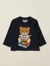 Moschino Baby Babies' T-shirt With Teddy Logo In Navy