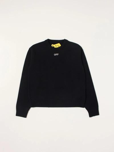 Off-white Black Sweatshirt With Logo In Blue