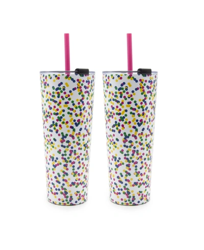 Thirstystone By Cambridge 24 oz Confetti Dot Insulated Straw Tumblers Set, 2 Piece In Multi