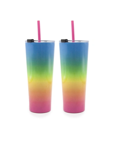Thirstystone By Cambridge 24 oz Ombre Insulated Straw Tumblers Set, 2 Piece In Multi