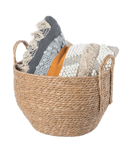 Vintiquewise Decorative Round Wicker Woven Rope Large Storage Basket In Brown