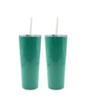 Thirstystone By Cambridge 24 oz Insulated Straw Tumblers Set, 2 Piece In Teal