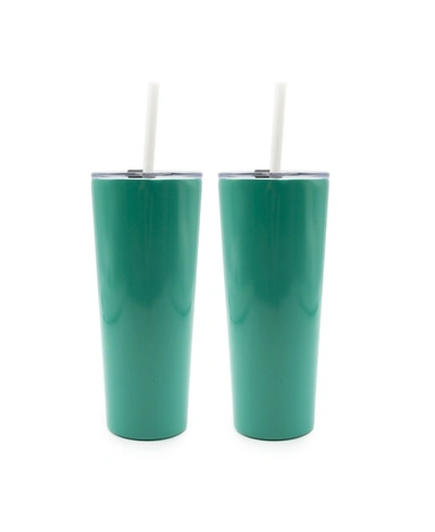Thirstystone By Cambridge 24 oz Insulated Straw Tumblers Set, 2 Piece In Teal