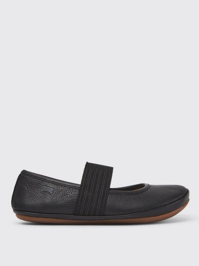 Camper Kids' Right  Ballerina In Calfskin In Black