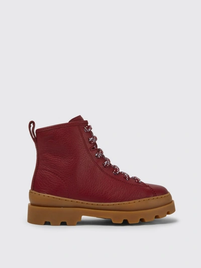 Camper Kids' Brutus  Ankle Boots In Calfskin In Red