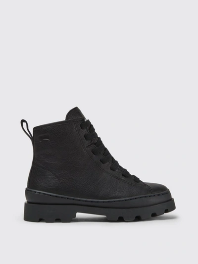 Camper Kids' Brutus  Ankle Boot In Calfskin In Black