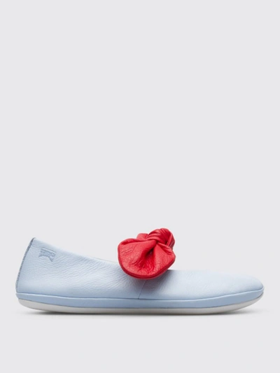 Camper Kids' Right  Ballerina In Leather With Bow In Blue