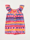 Stella Mccartney Multicolor Striped Cotton Romper In Fuchsia