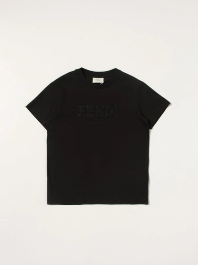Fendi Kids' T-shirts In Black