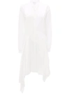 Jw Anderson Bomber-style Poplin Shirtdress In Weiss