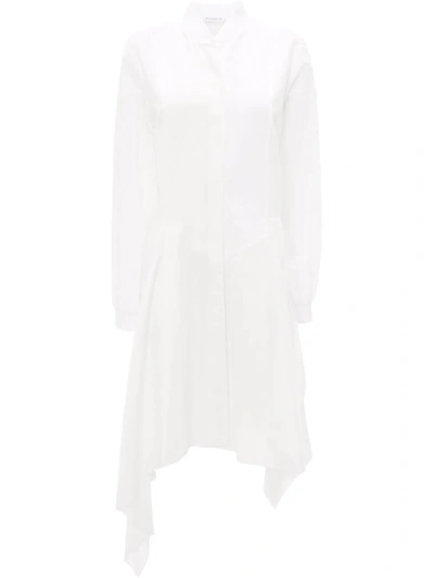 Jw Anderson Bomber-style Poplin Shirtdress In Weiss