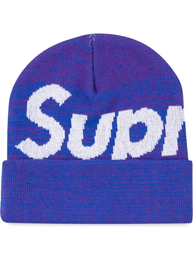 Supreme Big Logo Beanie In Blue