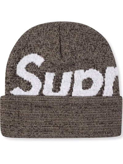 Supreme Big Logo Beanie In Braun