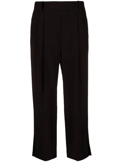 Vince Pleated Cropped Trousers In Black-001blk