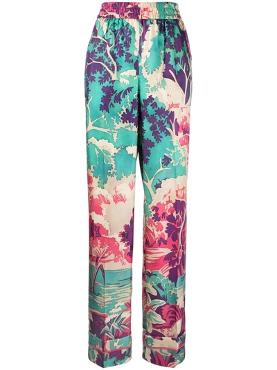 Red Valentino Emerald Forest-print Trousers In Multicolor