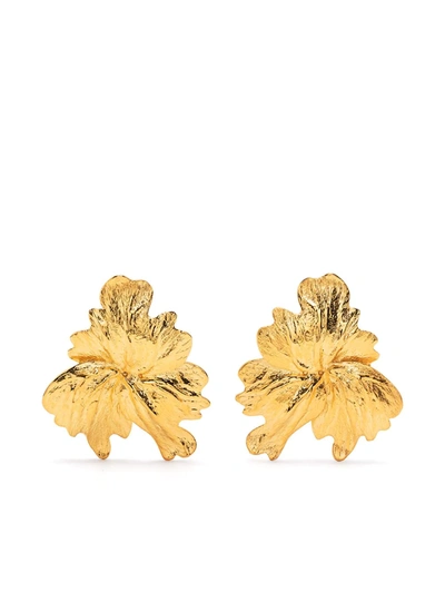 Natia X Lako Small Leaf Brass Earrings In Gold