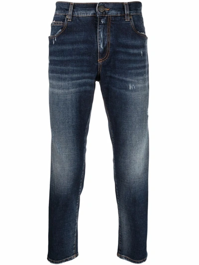 Etro Logo-stripe Cropped Jeans In Blau