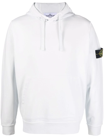 Stone Island Patch-embellished Hoodie In White