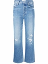 MOTHER DISTRESSED KICK-FLARE JEANS