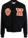 Off-white Black Logo Patch Varsity Jacket In Schwarz