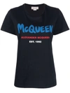 Alexander Mcqueen Logo-print Cotton T-shirt In Blue