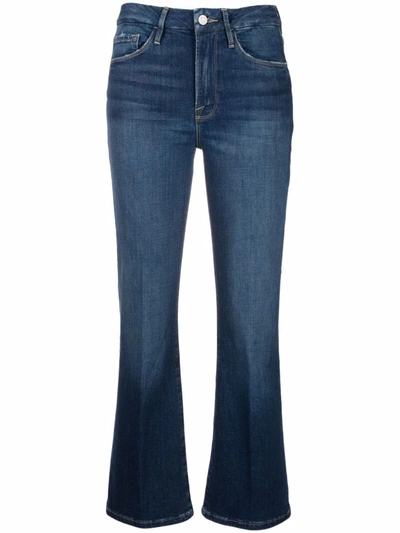 Frame Low-rise Flared Jeans In Blue